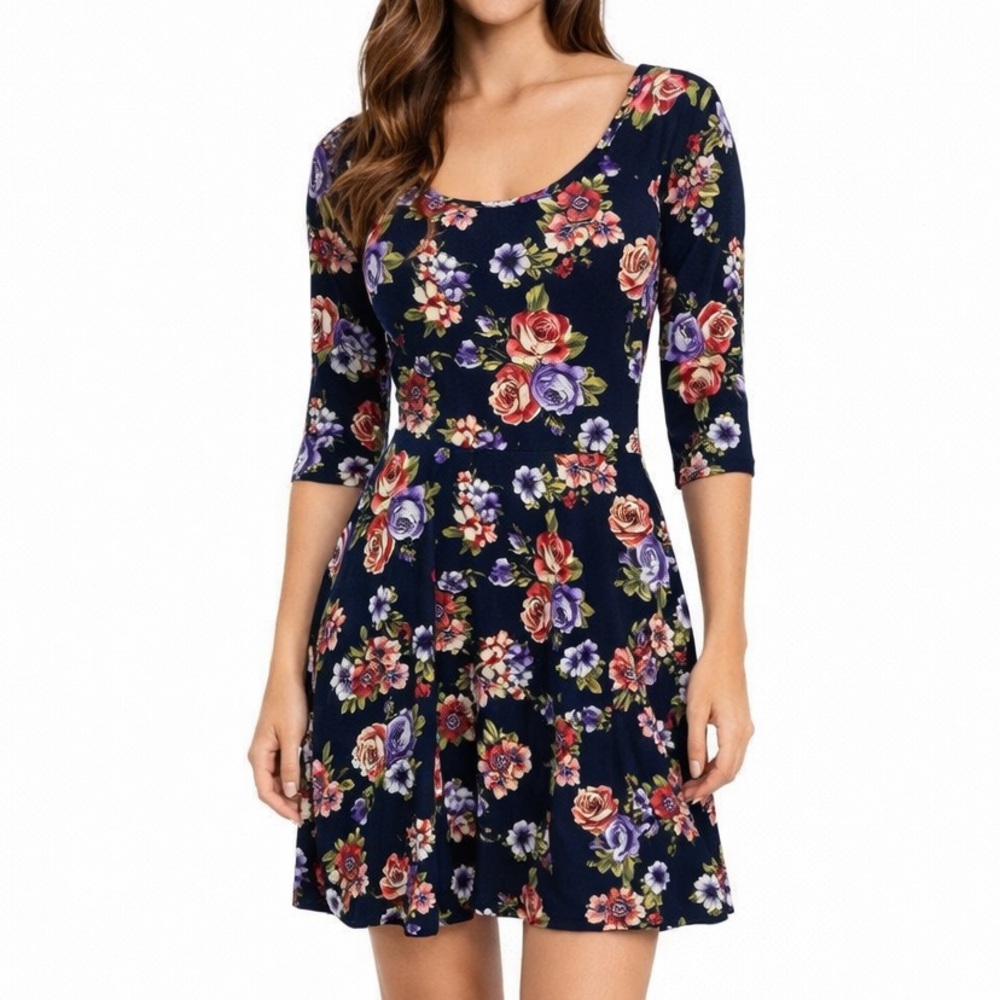 L.A. Hearts Floral‎ Skater Dress XS Cutout Back